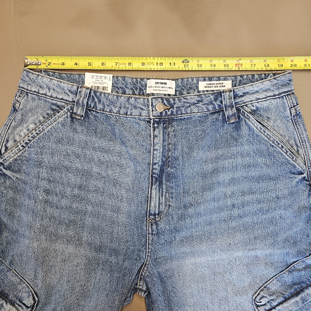 Super Baggy Cargo Denim Jeans By Cotton On Sz 14 - Picture 9 of 16